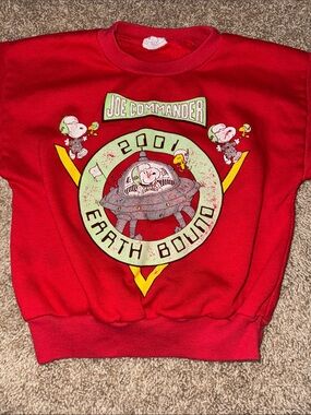 Vintage Snoopy Joe Commander Red Kids Sweatshirt - '2001 Earth Bound' Graphic